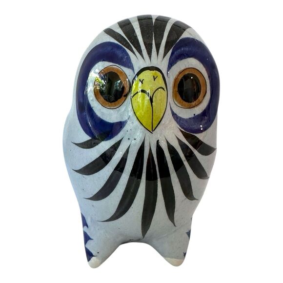 Mexican Tonala Pottery Owl Figurine – Handcrafted & Signed CAT 124 - Picture 3 of 12